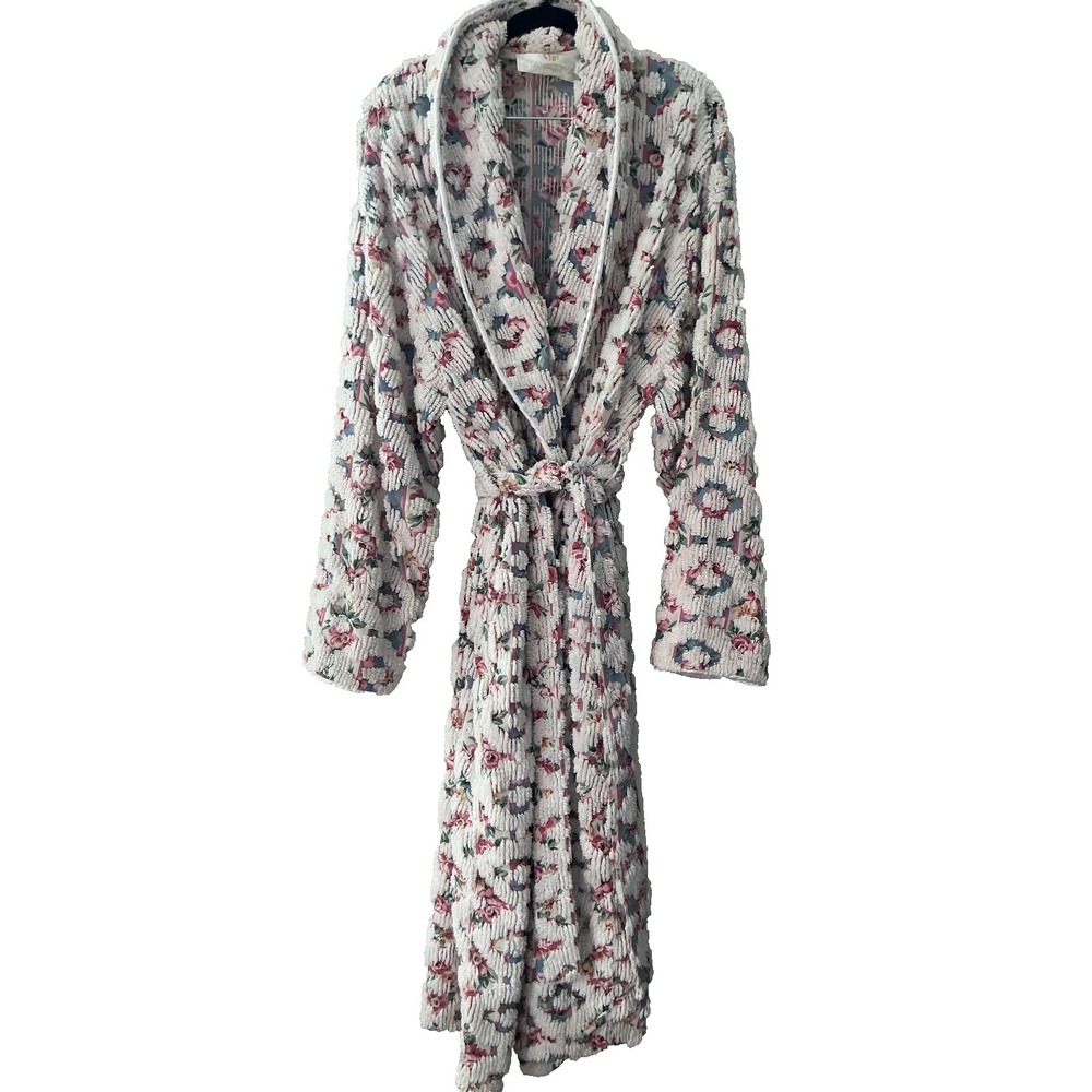 Vintage Stan Herman Chenille Robe Housecoat Size Small Pockets Coquette Grandma